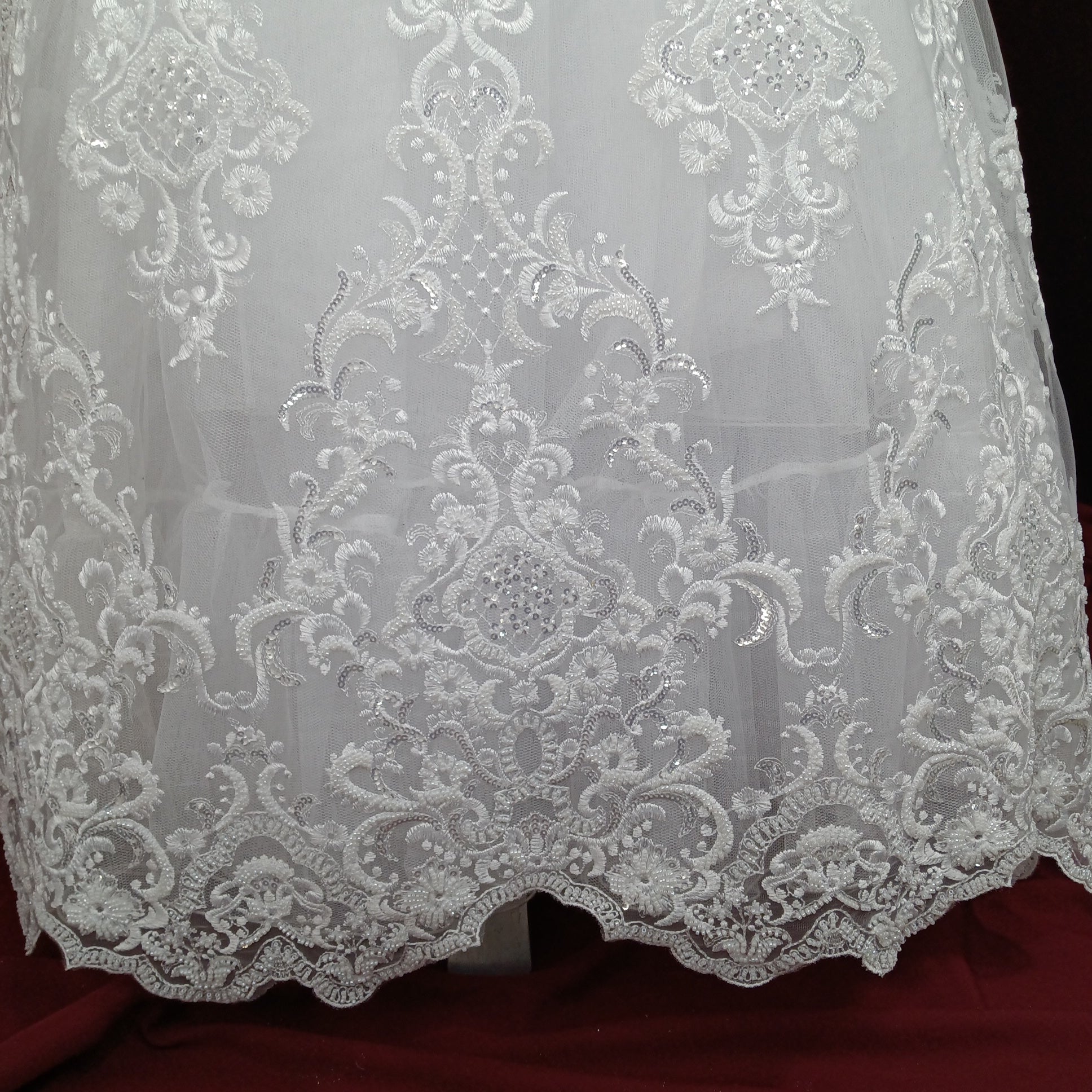 Beaded Lace Fabric Embroidered on 100% Polyester Net Mesh | Lace USA - 73027W-HB