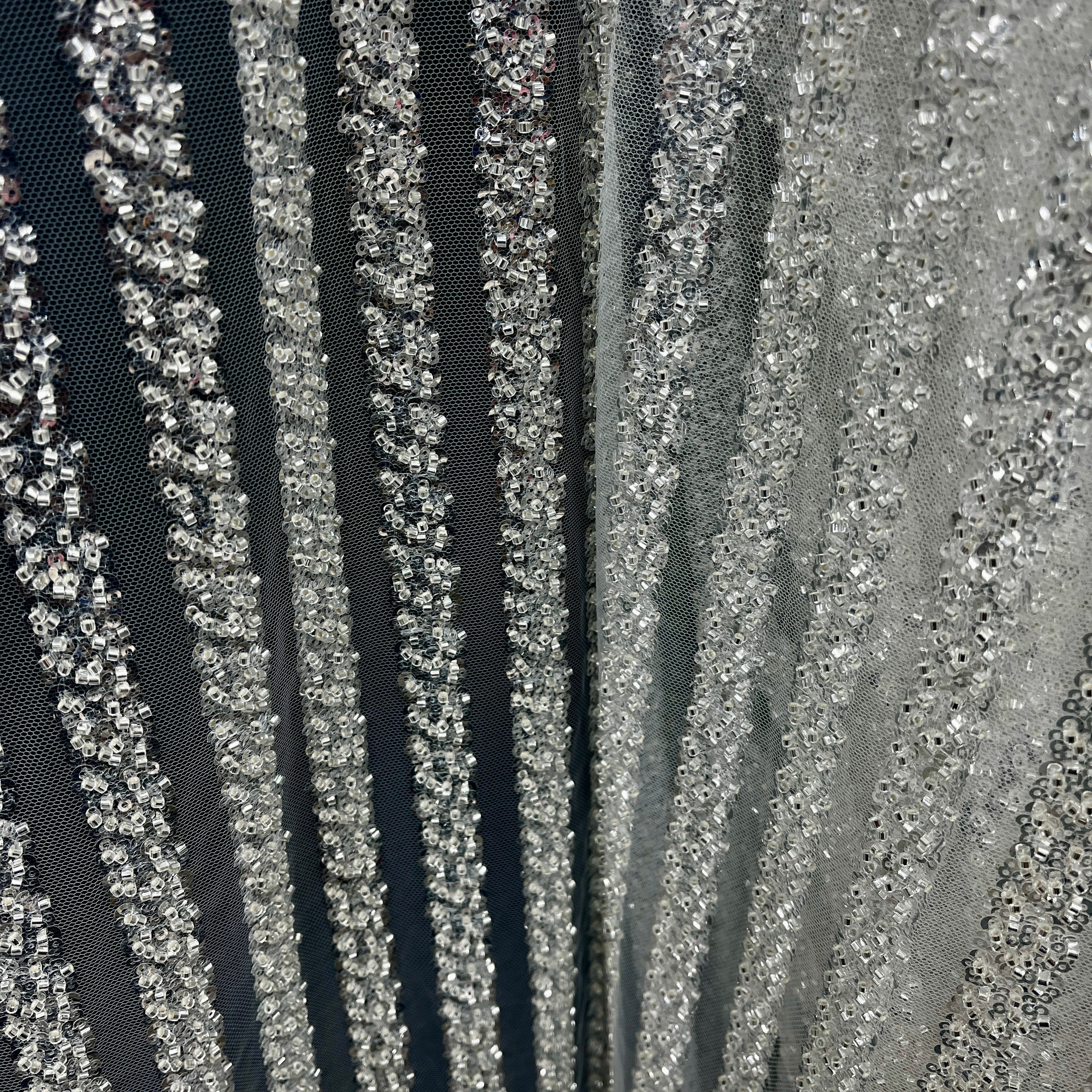 Beaded Lace Fabric Embroidered on 100% Polyester Net Mesh | Spandex Palace  - GD-02HB
