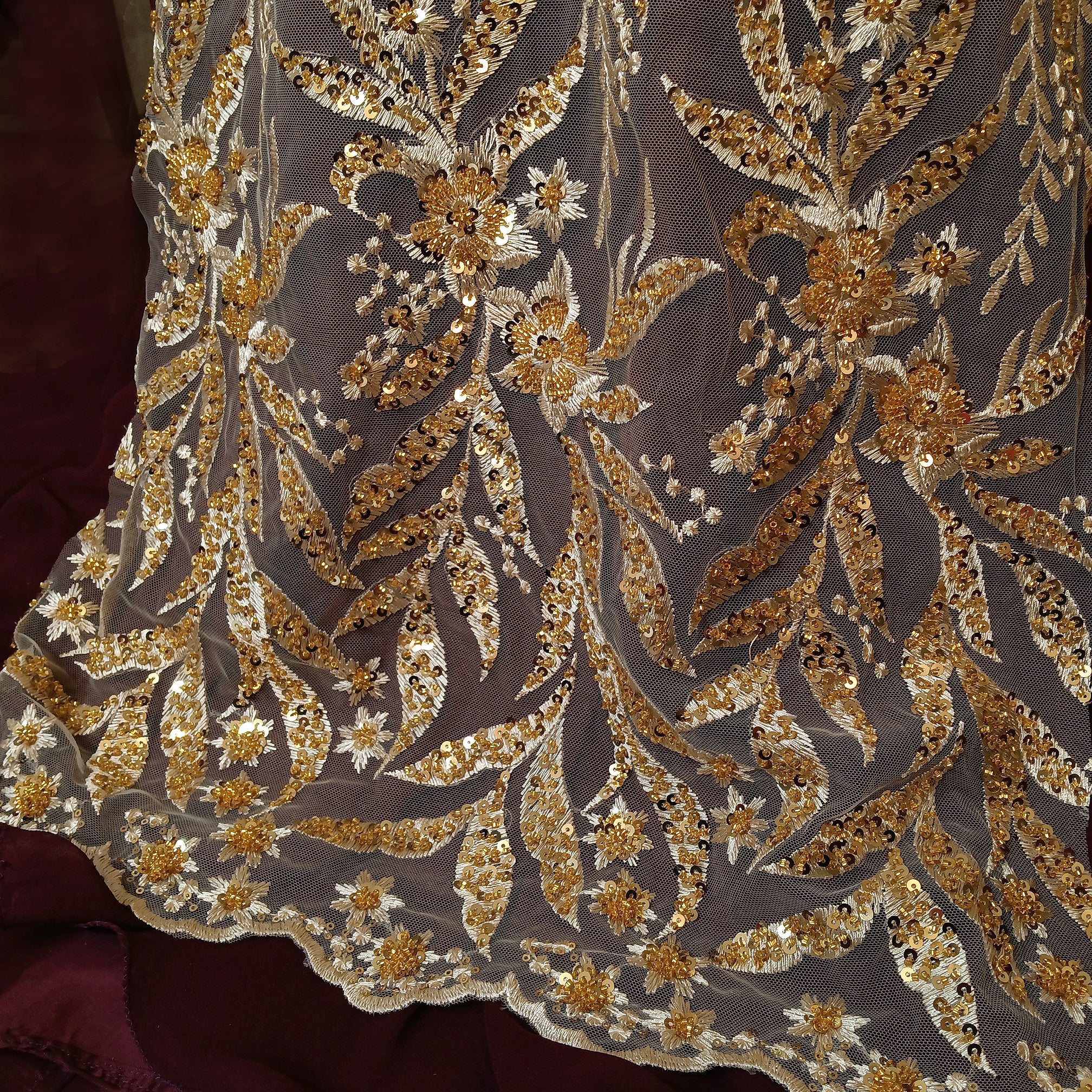 Beaded Lace Fabric Embroidered on 100% Polyester Net Mesh | Lace USA