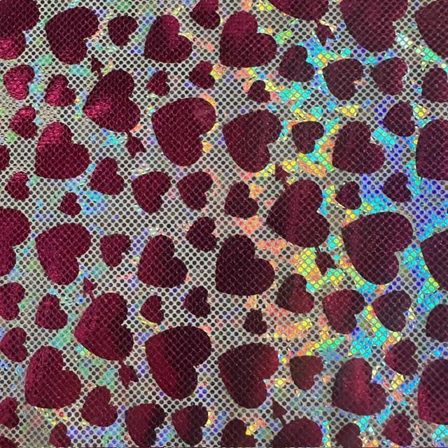 Heart Foil Nylon Spandex Tricot Double Metallic Fabric | Spandex Palace White  Fuchsia