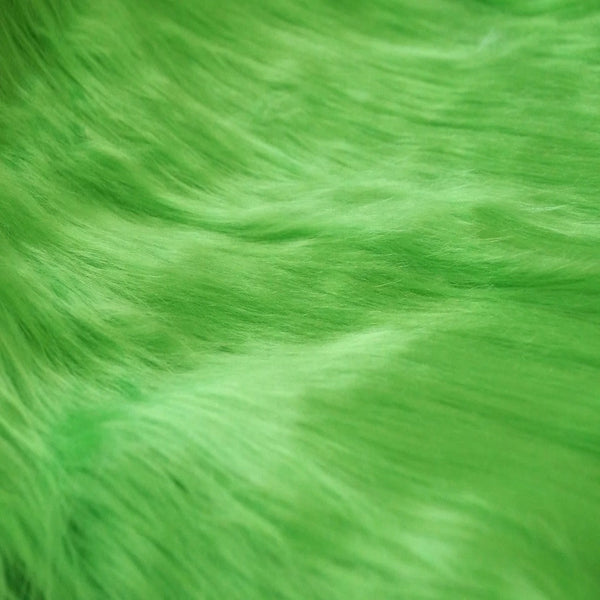 Lime Green Shaggy Long Pile Faux Fur Fabric (4")