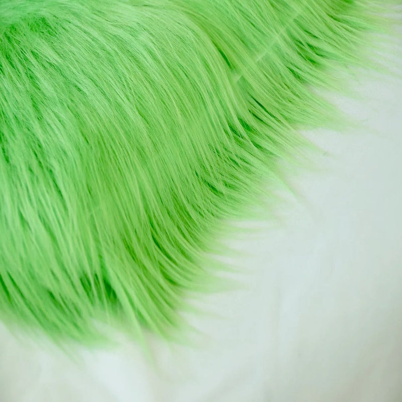 Lime Green Shaggy Long Pile Faux Fur Fabric (4")