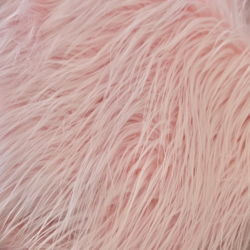 Light Pink Shaggy Long Pile Faux Fur Fabric (4")