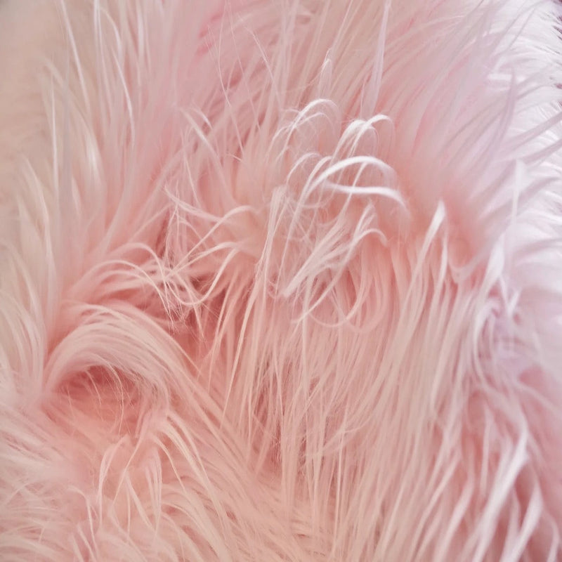 Light Pink Shaggy Long Pile Faux Fur Fabric (4")