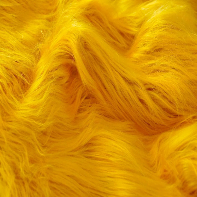 Canary Yellow Shaggy Long Pile Faux Fur Fabric (4")