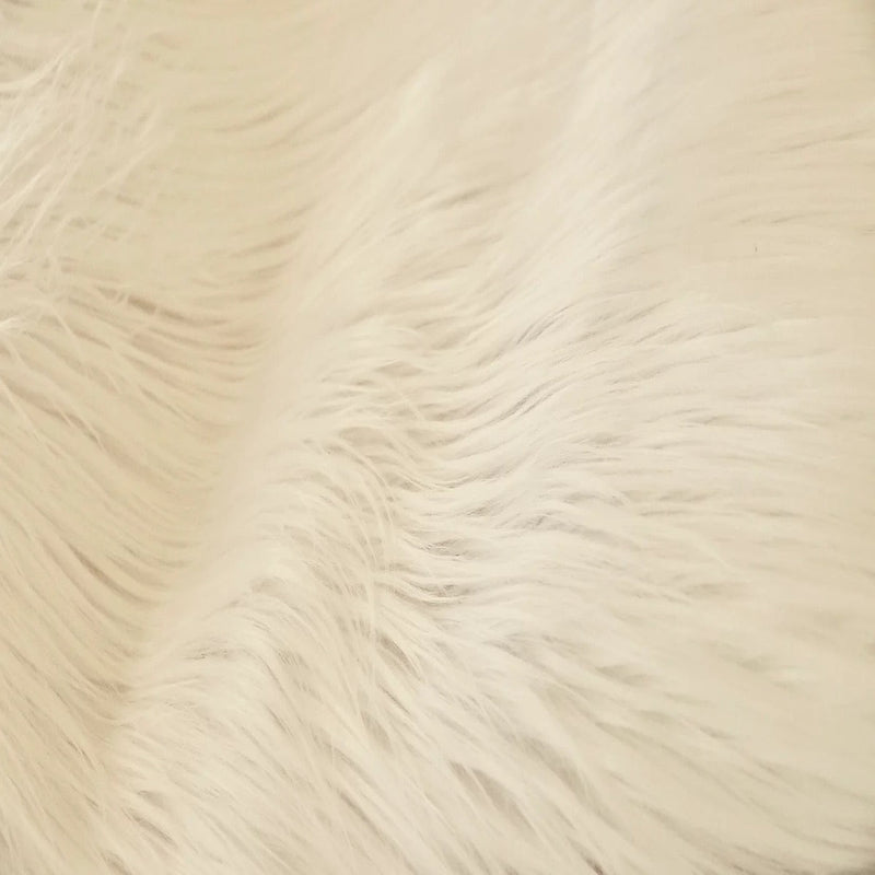 Ivory Shaggy Long Pile Faux Fur Fabric (4")