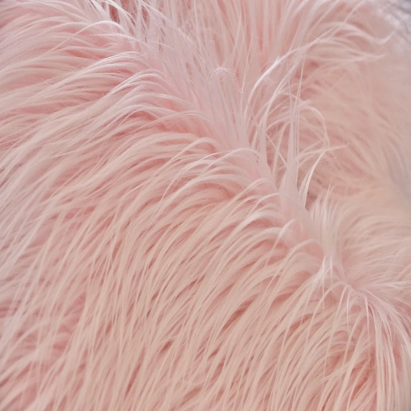 Light Pink Shaggy Long Pile Faux Fur Fabric (4")