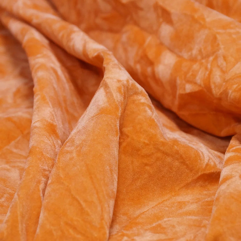 Orange Crushed Velvet Flocking Fabric