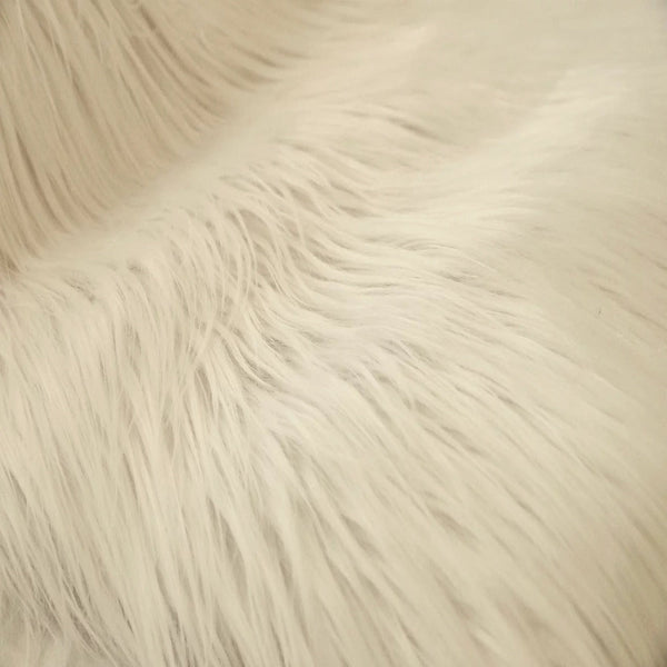 Ivory Shaggy Long Pile Faux Fur Fabric (4")