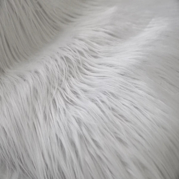 White Shaggy Long Pile Faux Fur Fabric (4")