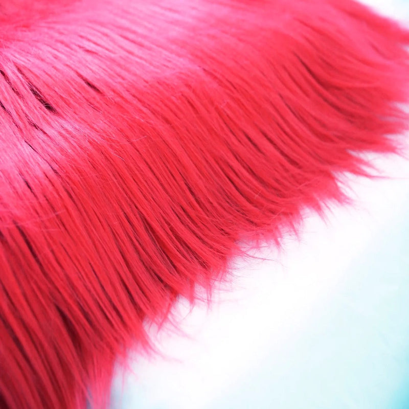 Red Shaggy Long Pile Faux Fur Fabric (4")