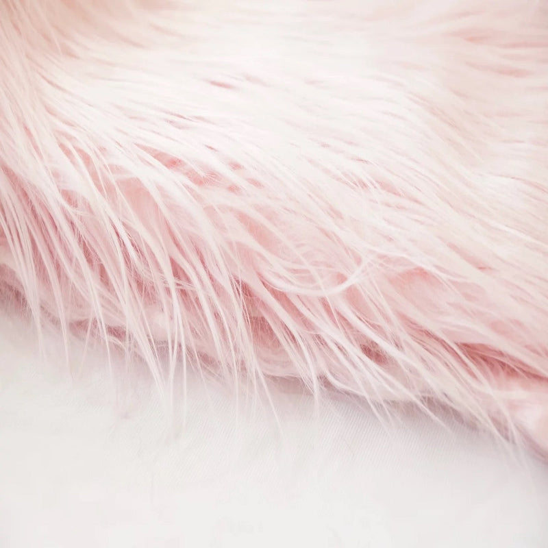 Light Pink Shaggy Long Pile Faux Fur Fabric (4")