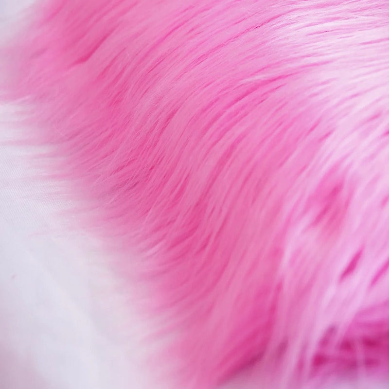 Pink Shaggy Long Pile Faux Fur Fabric (4")