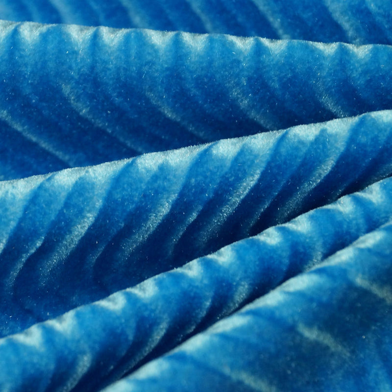 Turquoise Blue Swirl Velvet Flocking Fabric