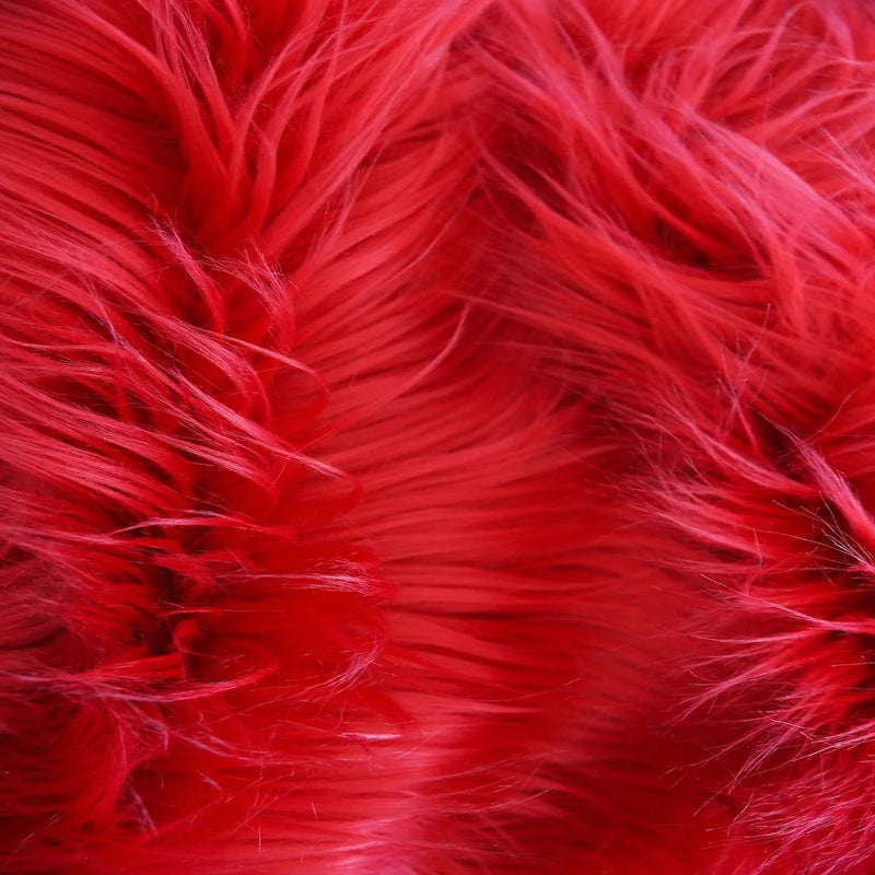 Red Shaggy Long Pile Faux Fur Fabric (4")