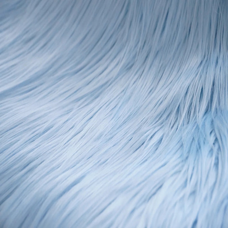 Baby Blue Shaggy Long Pile Faux Fur Fabric (4")