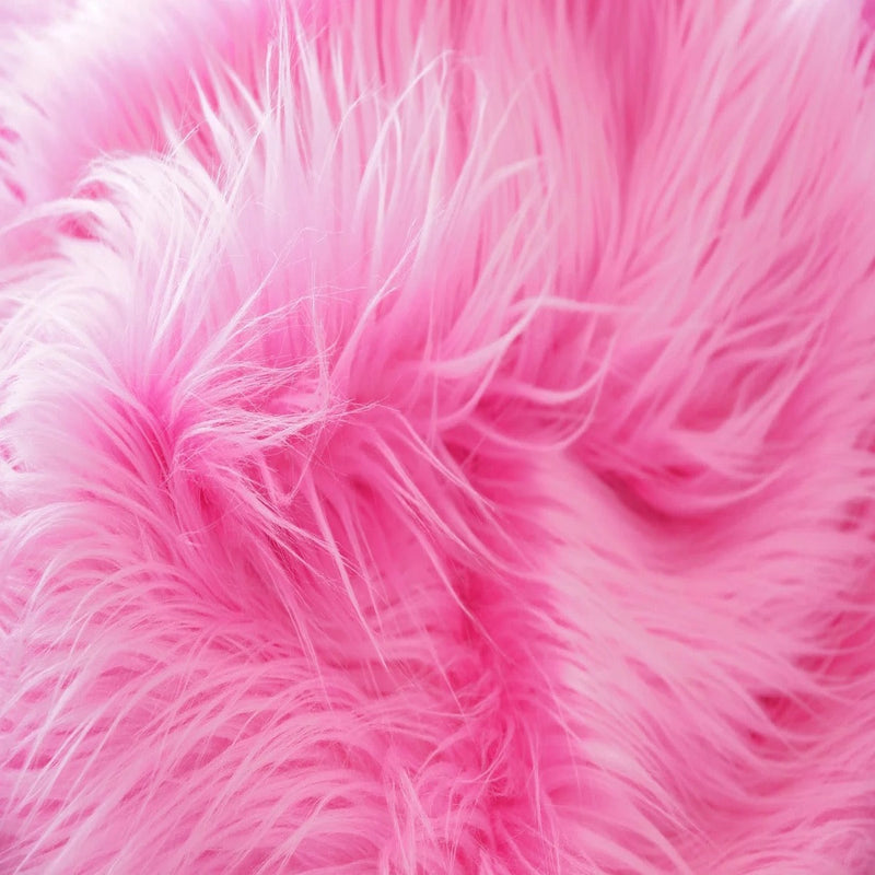 Pink Shaggy Long Pile Faux Fur Fabric (4")