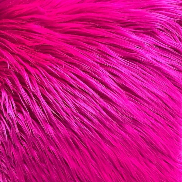 Fuchsia Shaggy Long Pile Faux Fur Fabric (4")