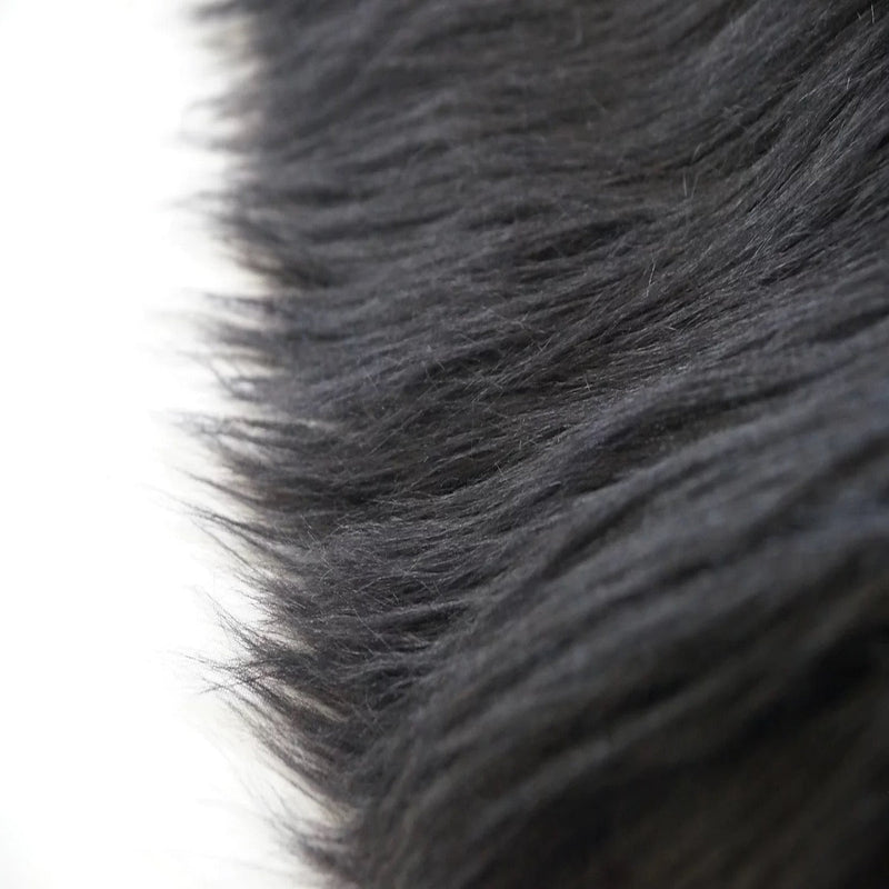 Black Shaggy Long Pile Faux Fur Fabric (4")