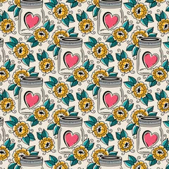 Hearts in a Jar Love Ink 3383 Cotton 44”/45” Fabric Per Yard
