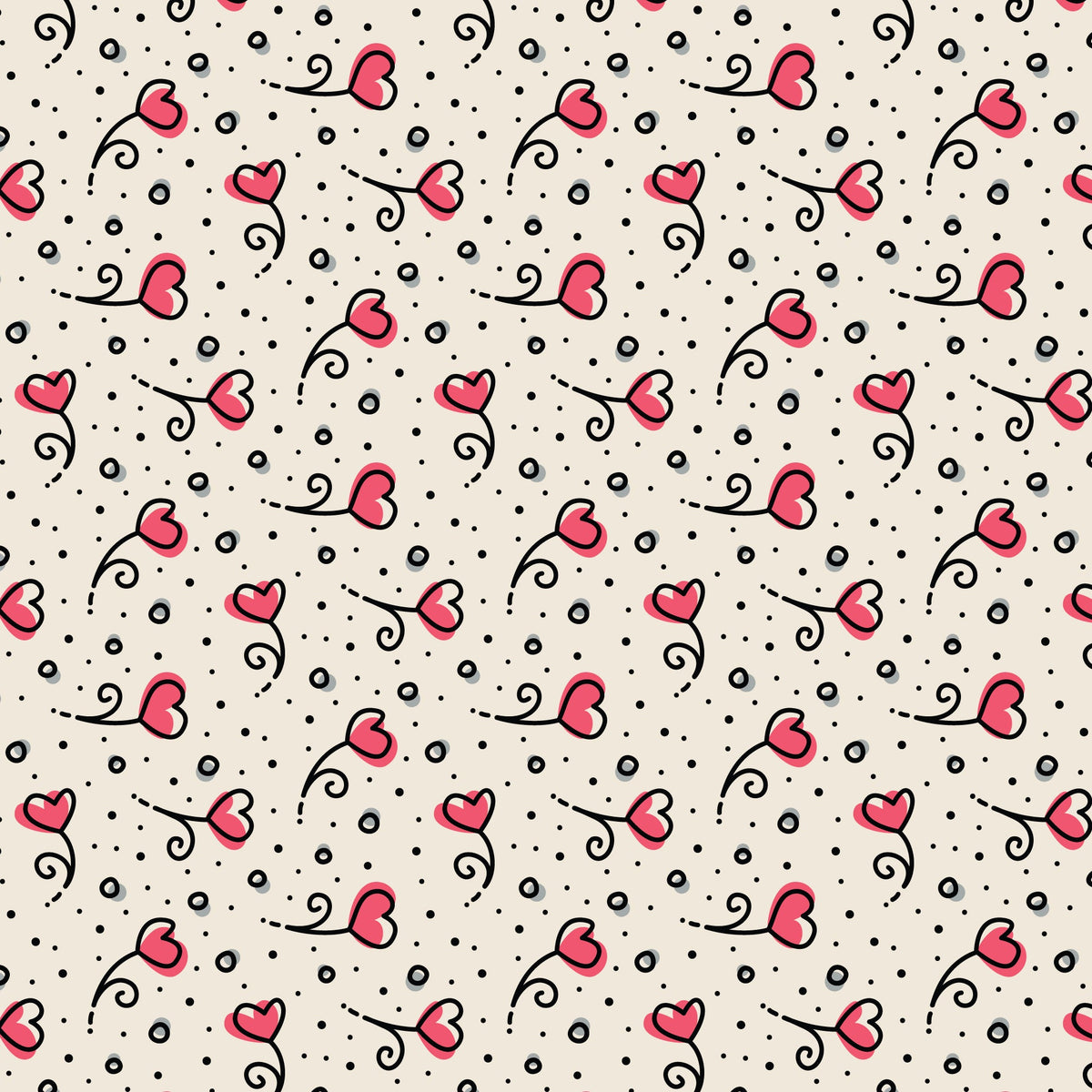 Pink Heart Blossoms Love Ink 3384 Cotton 44/45 Fabric Per Yard