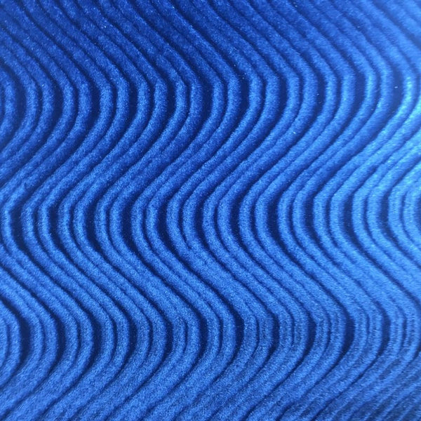 Royal Blue Swirl Velvet Flocking Fabric