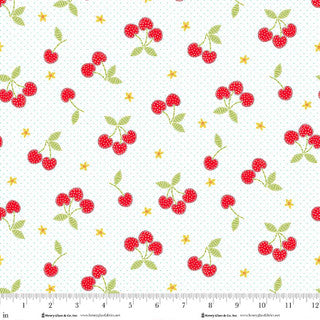 Jubilee White And Red Tossed Cherries Cotton 44" / 45" Fabric per yard