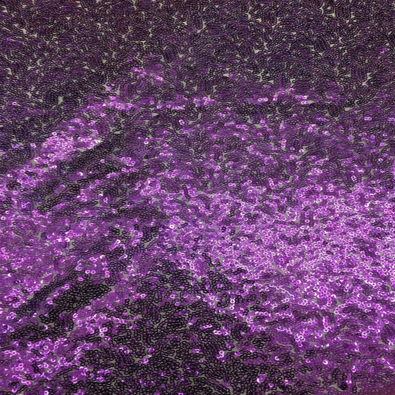 Purple Mini Disc All Over Sequin Nylon Mesh Fabric