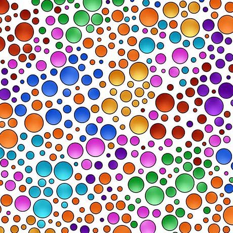 White/Multi Carnivale Dots Cotton 43"/44" Fabric Per Yard