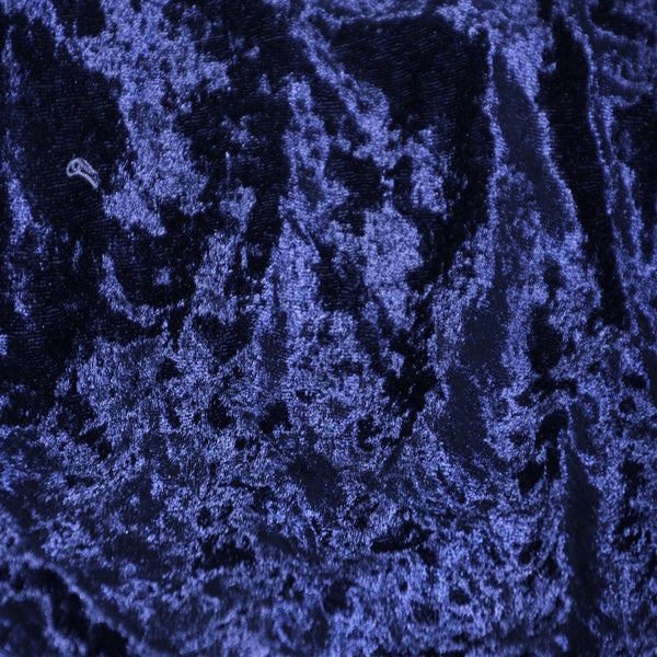 Navy Blue Panne Crush Stretch Velvet Fabric