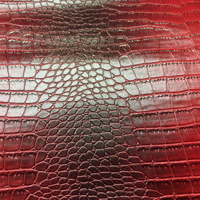 Red Black Two Tone Embossed Crocodile Vinyl Fabric