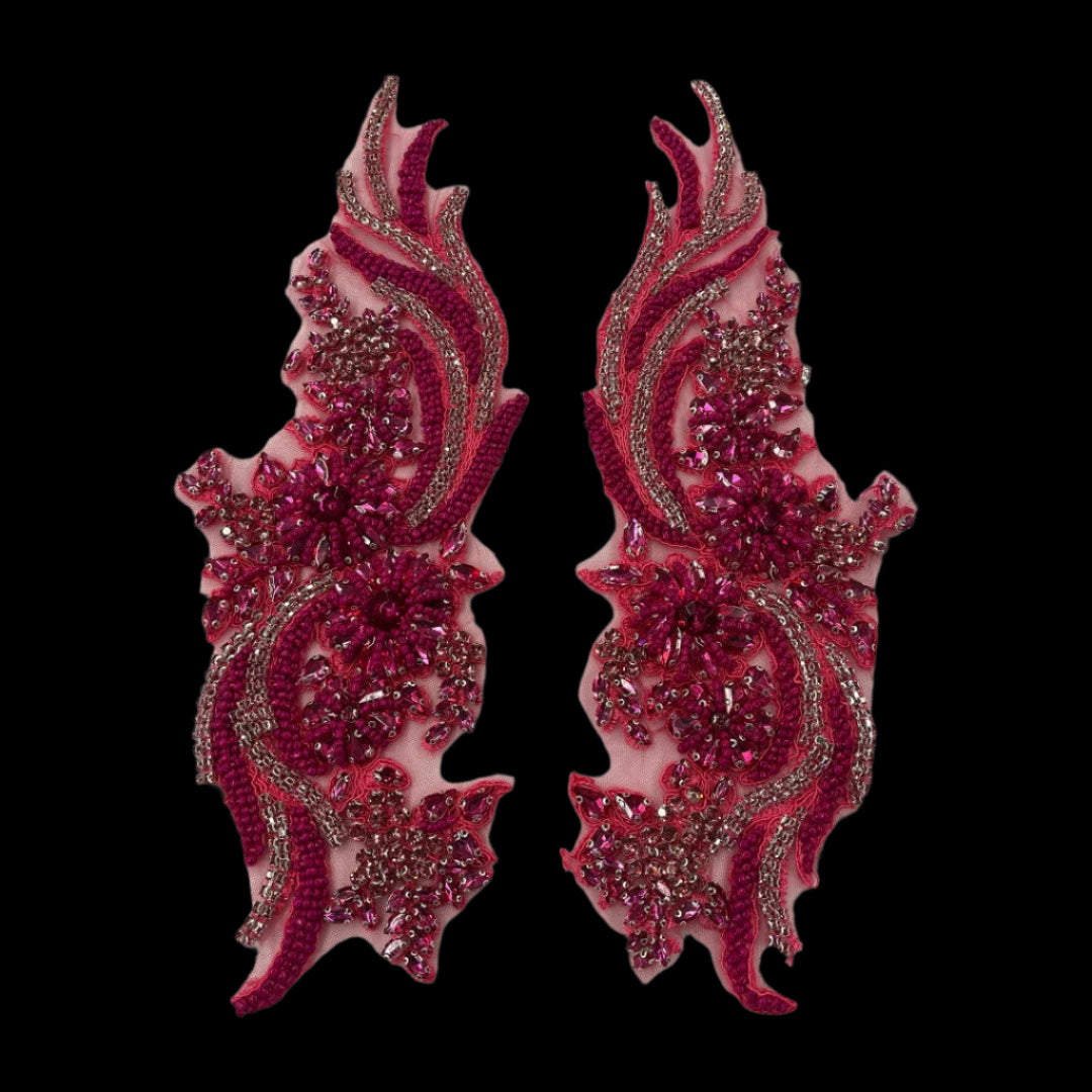 Crystal Rhinestone Applique Embroidered on 100% Polyester | Spandex Palace