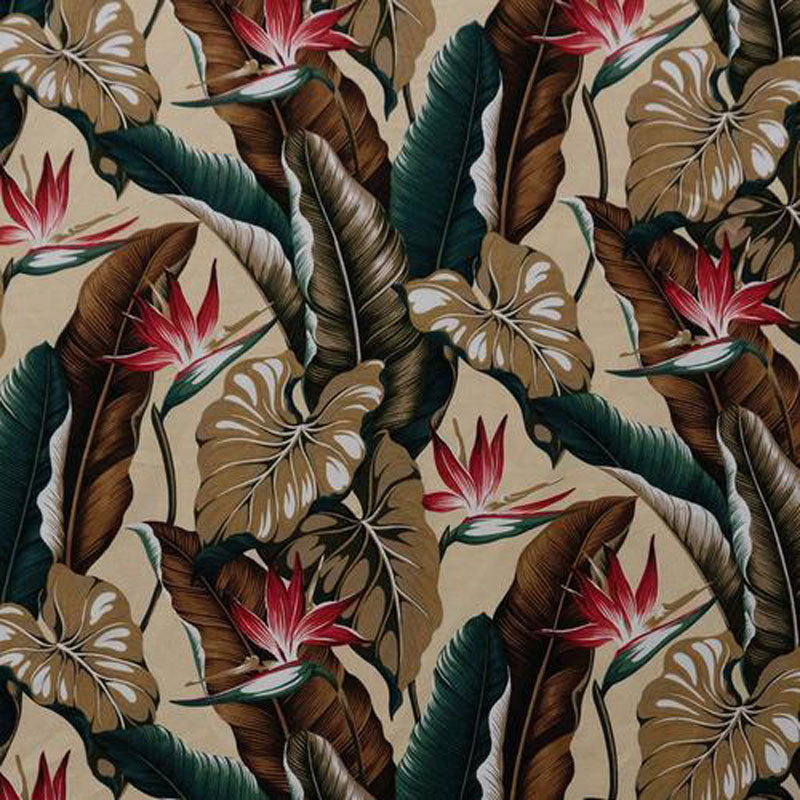 Bird of Paradise Tropical Leaves Fabric | Cotton Heavy-Bark Cloth