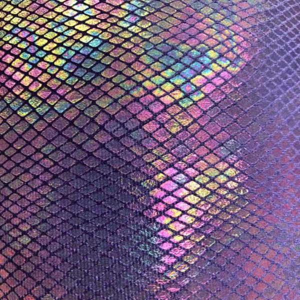 Purple Venom Snake Skin Stretch Velvet Iridescent Spandex Fabric