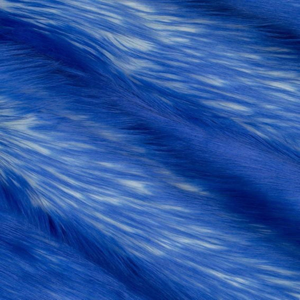 Royal Blue | White Snow Luxury Faux Fur Shag Fabric