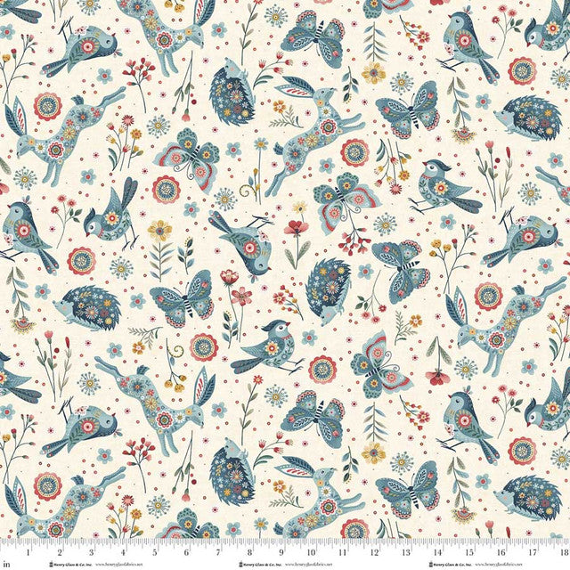 Cream Woodland Character Toss Cotton 44"/45" Fabric Per Yard
