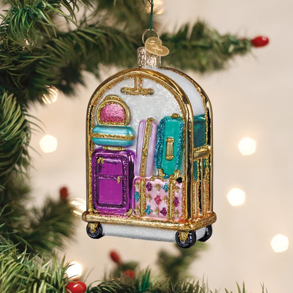 Hotel Luggage Cart Ornament - Spandex PalaceOld World Christmas