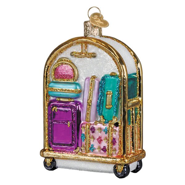 Hotel Luggage Cart Ornament - Spandex PalaceOld World Christmas