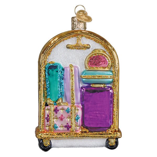 Hotel Luggage Cart Ornament - Spandex PalaceOld World Christmas