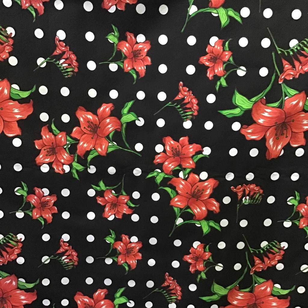 Lily Floral Polka Dot Print Poly Cotton Fabric