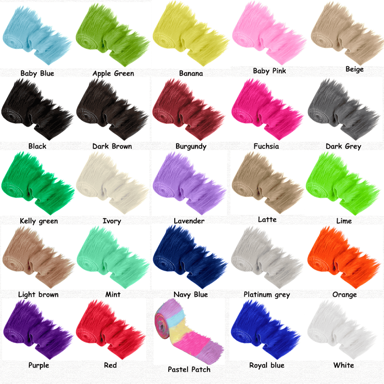 Mohair Shaggy Faux Fur Fabric Strips | DIY Craft & Costume Trim Ribbon
