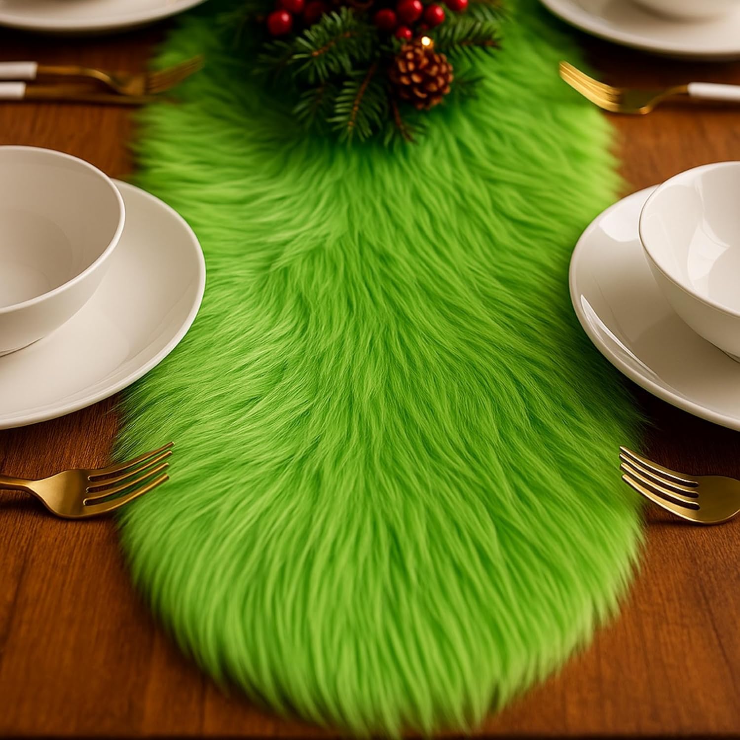 Faux Fur Table Runners Turquoise  – Elegant Decor for Every Occasion