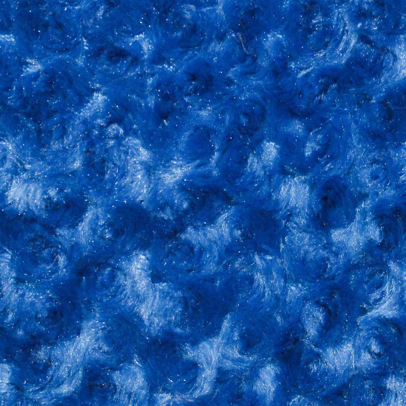 Royal Blue Swirl Rosebud Faux Fur Fabric