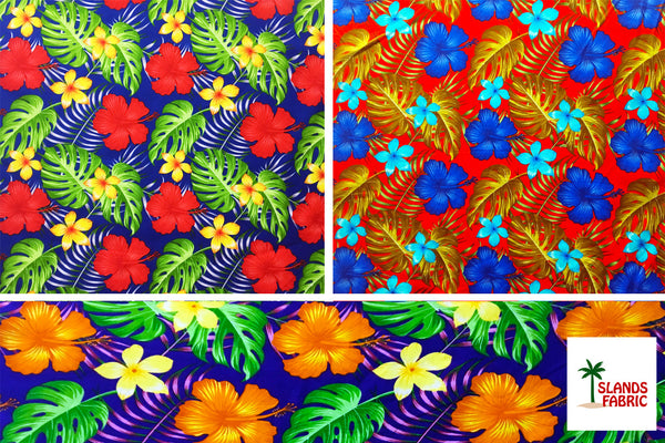 All over Tropical Flowers Fabric | Cotton