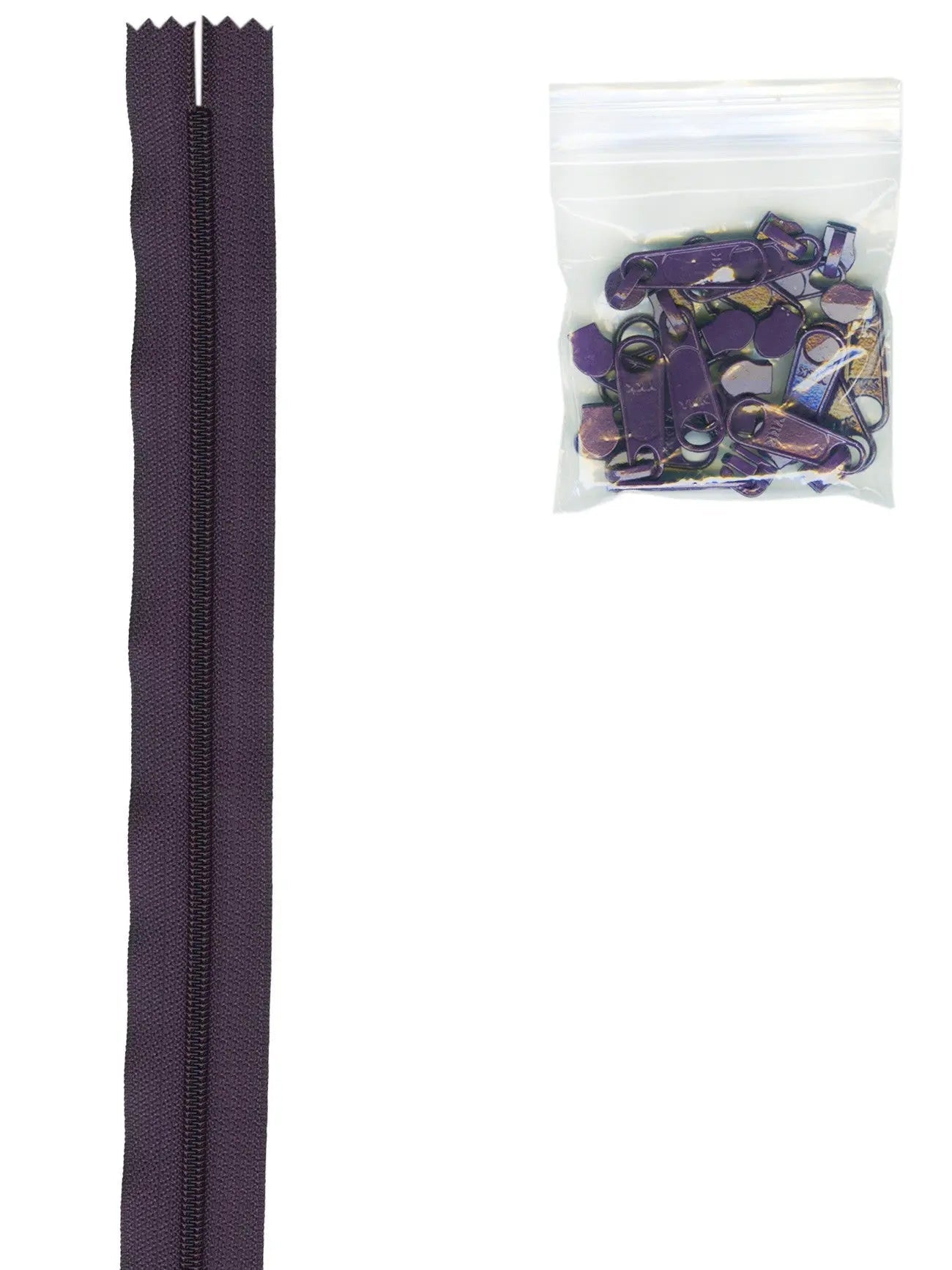 4 yards of 16mm #4.5 Zipper Chain and 16 Ex-Large Eggplant
