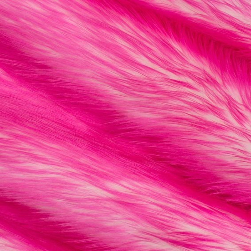 Fuchsia | White Snow Luxury Faux Fur Shag Fabric