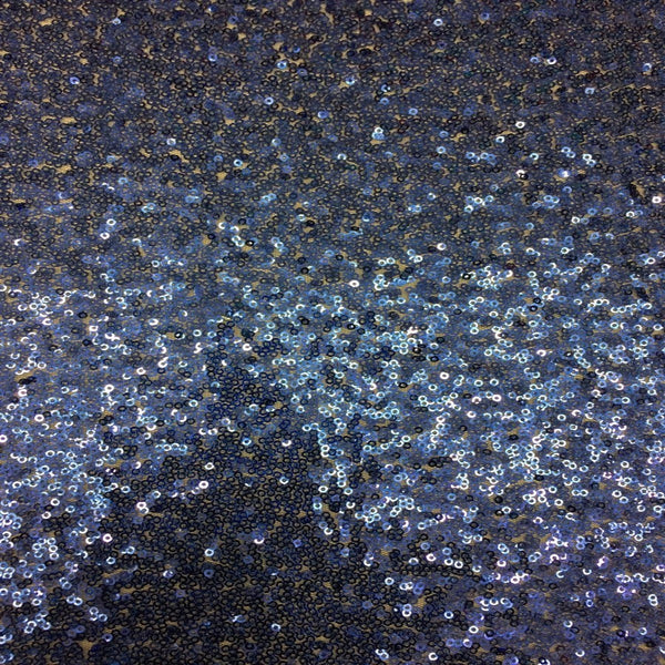 Navy Blue Mini Disc All Over Sequin Nylon Mesh Fabric