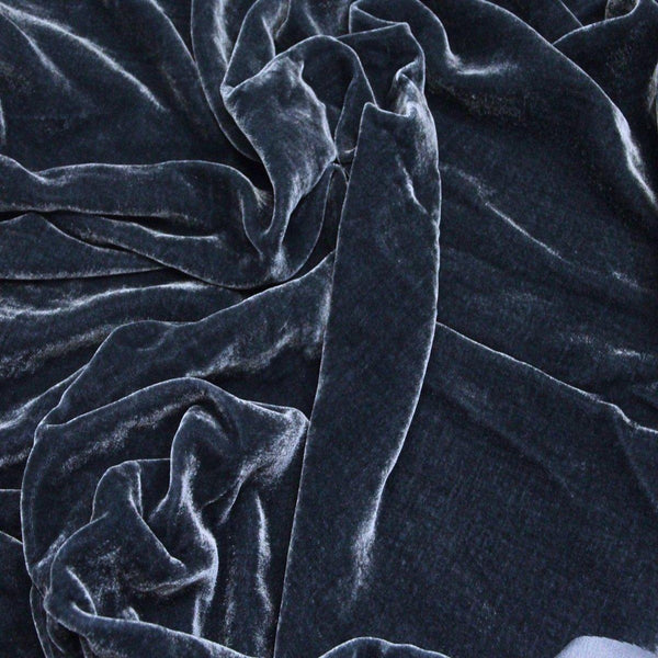 Charcoal Gray Silk Velvet Fabric