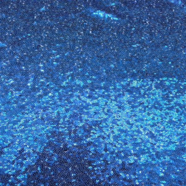 Royal Blue Mini Disc All Over Sequin Nylon Mesh Fabric