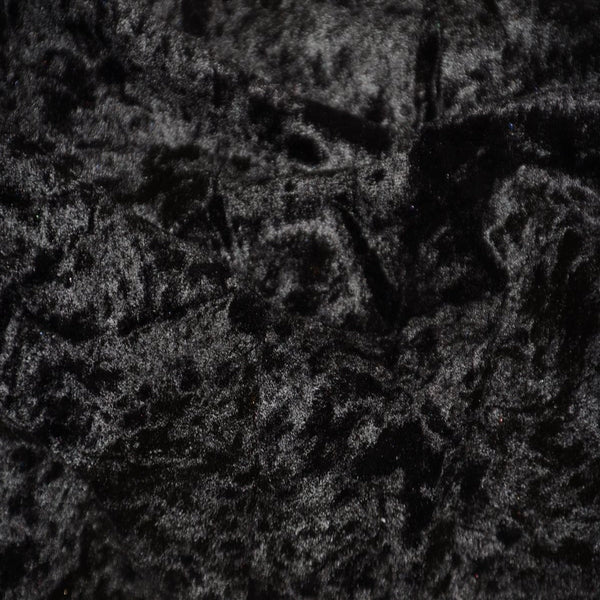 Black Panne Crush Stretch Velvet Fabric